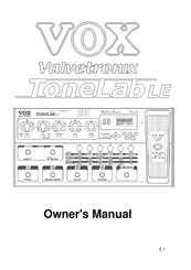 Vox Valvetronix ToneLab LE Owner's Manual