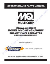 MULTIQUIP Mikasa MVC-88VGHW Operation And Parts Manual