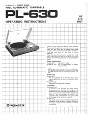 Pioneer PL-630 Operating Instructions Manual