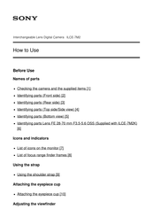 Sony ILCE-7M2K How To Use Manual