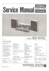 Matsushita Electric Panasonic SG-1010L Service Manual