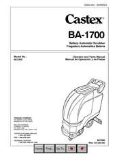 Tennant Castex BA-1700 Operator And Parts Manual