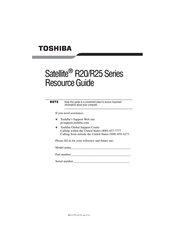 Toshiba Satellite R20 Series Resource Manual