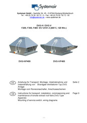 SystemAir DVG-V/F400 Instructions For Transport, Installation, Comissioning And Maintenance