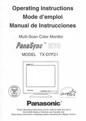 Panasonic PANASYNC E70 Operating Instructions Manual