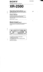 Sony XR-2500 Operating Instructions Manual