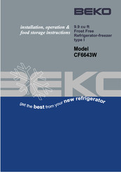 Beko CF6643W Installation, Operation & Food Storage Instructions