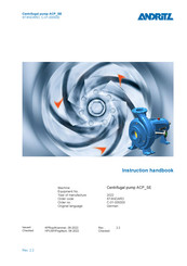 Andritz ACP 800-730 Instruction Handbook Manual