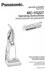Panasonic MCV5227 - UPRIGHT VACUUM Operating Instructions Manual