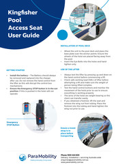 Para Mobility Kingfisher Pool Access Seat User Manual
