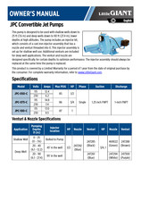 Little Giant JPC-075-C Owner's Manual