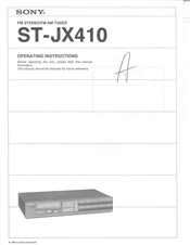 Sony ST-JX410 - Fm/am Tuner Operating Instructions Manual