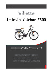 Denver Villette Le Jovial Instructions For Use And Maintenance Manual