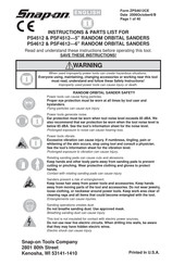 Snap-On PSF4512 Instructions-Parts List Manual