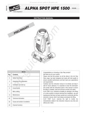 Clay Paky ALPHA SPOT HPE 15 Instruction Manual
