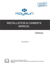 Kaysun K8-MODBUS Installation & Owner's Manual