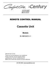 Mars Comfort-Aire Century B-VMH24CV-1 Remote Control Manual