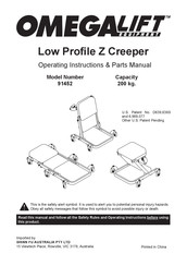 Omega Lift Equipment 91452 Operating Instructions & Parts Manual