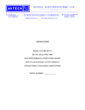 AVTECH ELECTROSYSTEMS AVO-9B1-B Instructions Manual