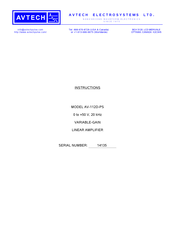 AVTECH ELECTROSYSTEMS AV-112D Instructions Manual
