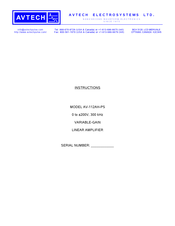 AVTECH ELECTROSYSTEMS AV-112AH-PS Instructions Manual