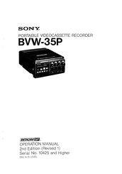 Sony BETACAM SP BVW-35P Operation Manual