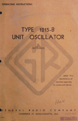 General Radio Company 1215-B Operating Instructions Manual