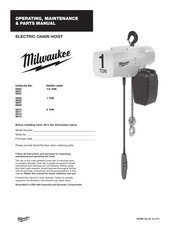 Milwaukee 9571 Operating, Maintenance & Parts Manual