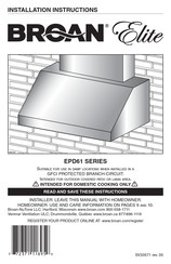 Broan EPD61 SERIES Installation Instructions Manual