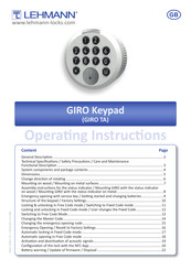 LEHMANN GIRO TA Operating Instructions Manual