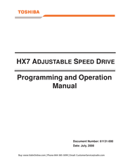 Toshiba HX7 Programming And Operations Manual