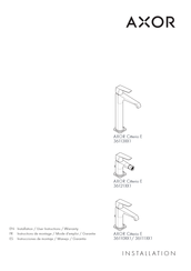 Axor Citterio E 36110 1 Series Installation/User Instructions/Warranty