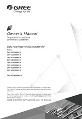 Gree GMV-VQ1010WM/C-X Owner's Manual