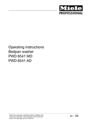 Miele professional PWD 8541 AD Operating Instructions Manual