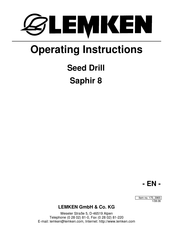 LEMKEN Saphir 8/400 DS Operating Instructions Manual