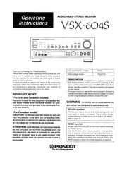 Pioneer VSX-604S Operating Instructions Manual