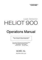 Ulvac HELIOT 900 Operation Manual