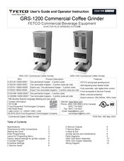 Fetco G1201IN -1B000-00005 Users Manual And Operator Instructions