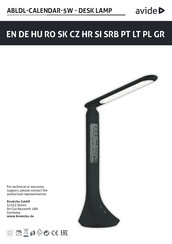 avide ABLDL-CALENDAR-5W Manual