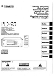 Pioneer PD-93 Operating Instructions Manual