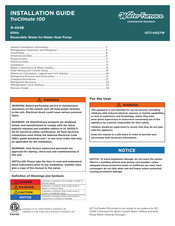 Water Furnace TRUCLIMATE 100 Installation Manual