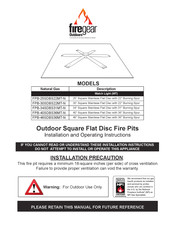 Firegear FPB-34SDBS31MT-N Installation And Operating Instructions Manual
