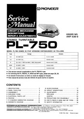 Pioneer PL-750 Service Manual