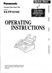 Panasonic KX-FP101NZ Operating Instructions Manual