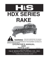 H&S HDX16 Operator's Manual And Parts List