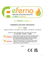 Go Green eferno Azar Series Installation And User Instructions Manual