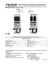 Fetco GR-1.2 Users Manual And Operator Instructions