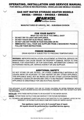 Airxcel SW4DEA Operating, Installation And Service Manual