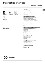 Indesit IWD 71052 Instructions For Use Manual