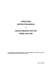 Megger DDA-1600 Operator's Instruction Manual